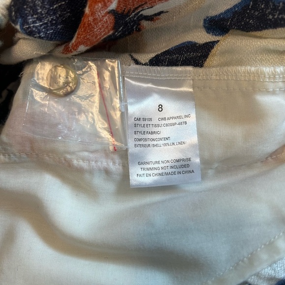 Linen Floral High Waist Women's Shorts - Multicolor - Picture 4 of 5